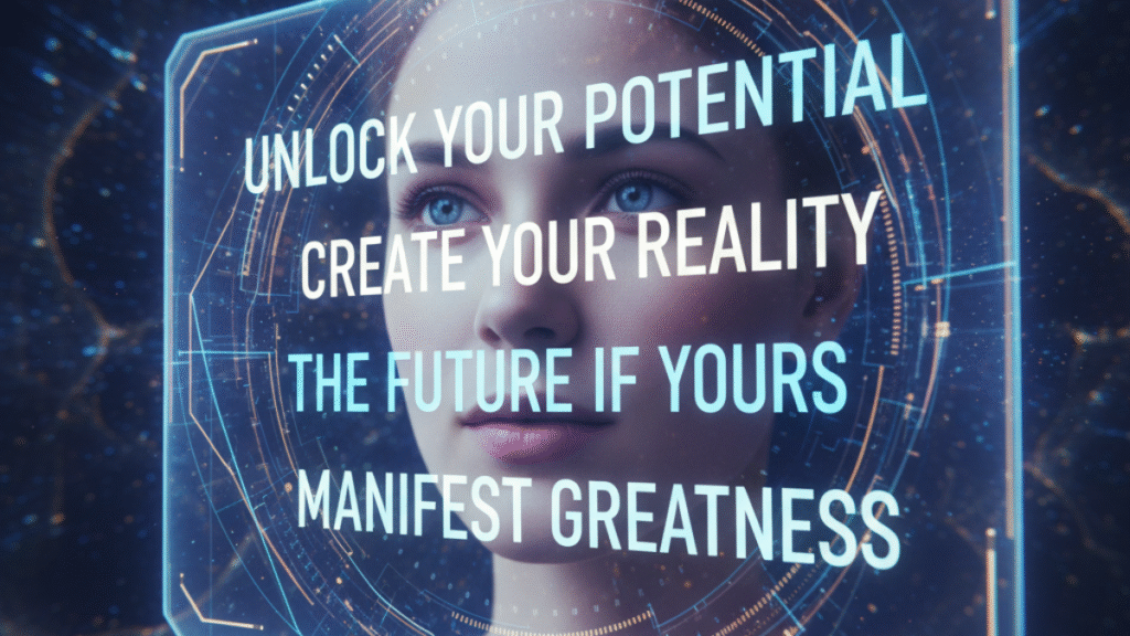 Interface de IA exibindo frases positivas, mostrando como a tecnologia está transformando a Lei da Atração.