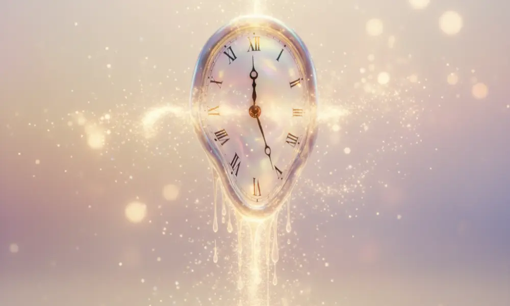 Representação visual do tempo fluindo em presença e consciência plena