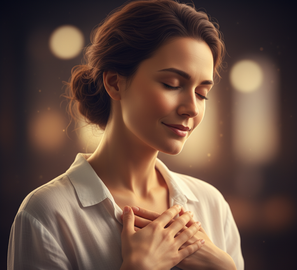 Pessoa de olhos fechados sentindo a visualização, simbolizando o momento inicial de descoberta do poder mental.