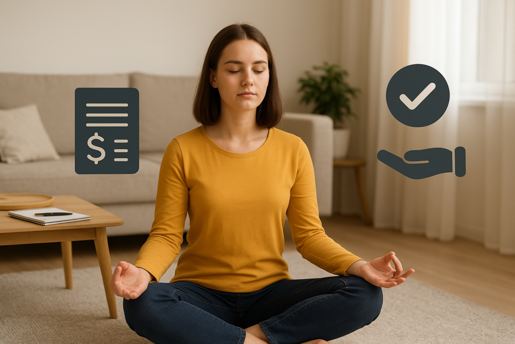 Pessoa tranquila se preparando para negociar dívidas com dignidade